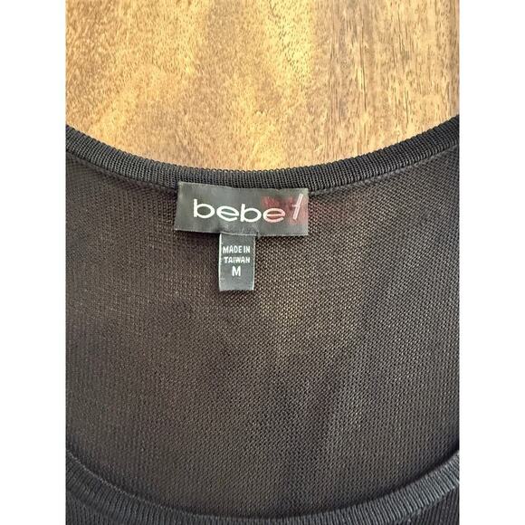 Bebe Women's Black Scoop Neck Mini Bandage Bodycon Dress Size Medium - Picture 4 of 5